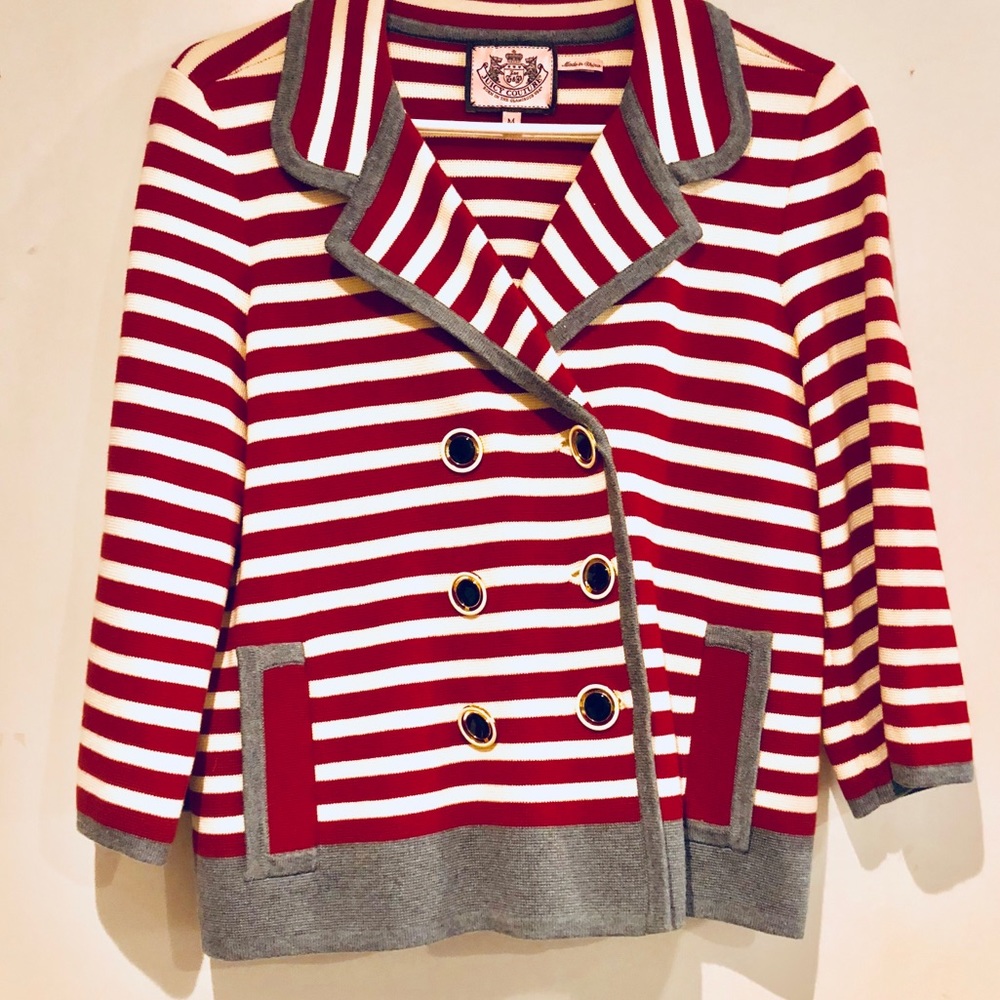 Juicy Couture Military Inspired Red Striped Jacket
